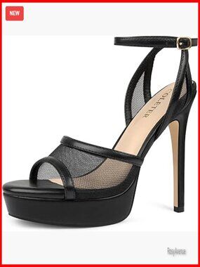 Platform Mesh Heels 5.1 Inch Open Toe Sandals Ankle Strap Wedding Party Shoes